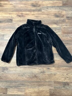 Columbia Plush Teddy Fleece Jacket Women’s XL Black Full Zip Cozy